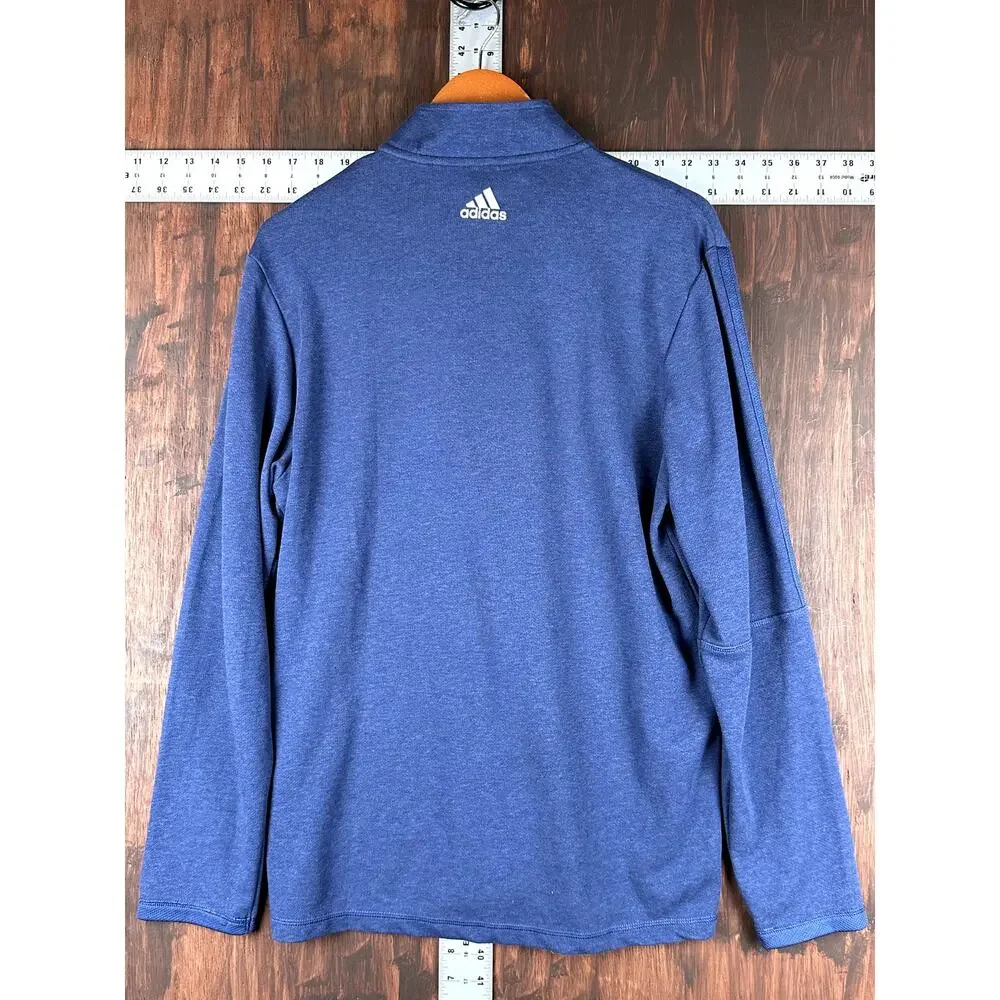 Adidas 1/4 Zip 3 Stripe Pullover Lightweight Golf‎ Long Sleeve Blue Mens Medium